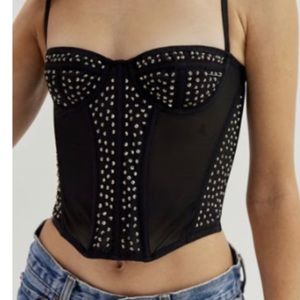 Urban Outfitters Out From Under Black Corset with Rhinestones